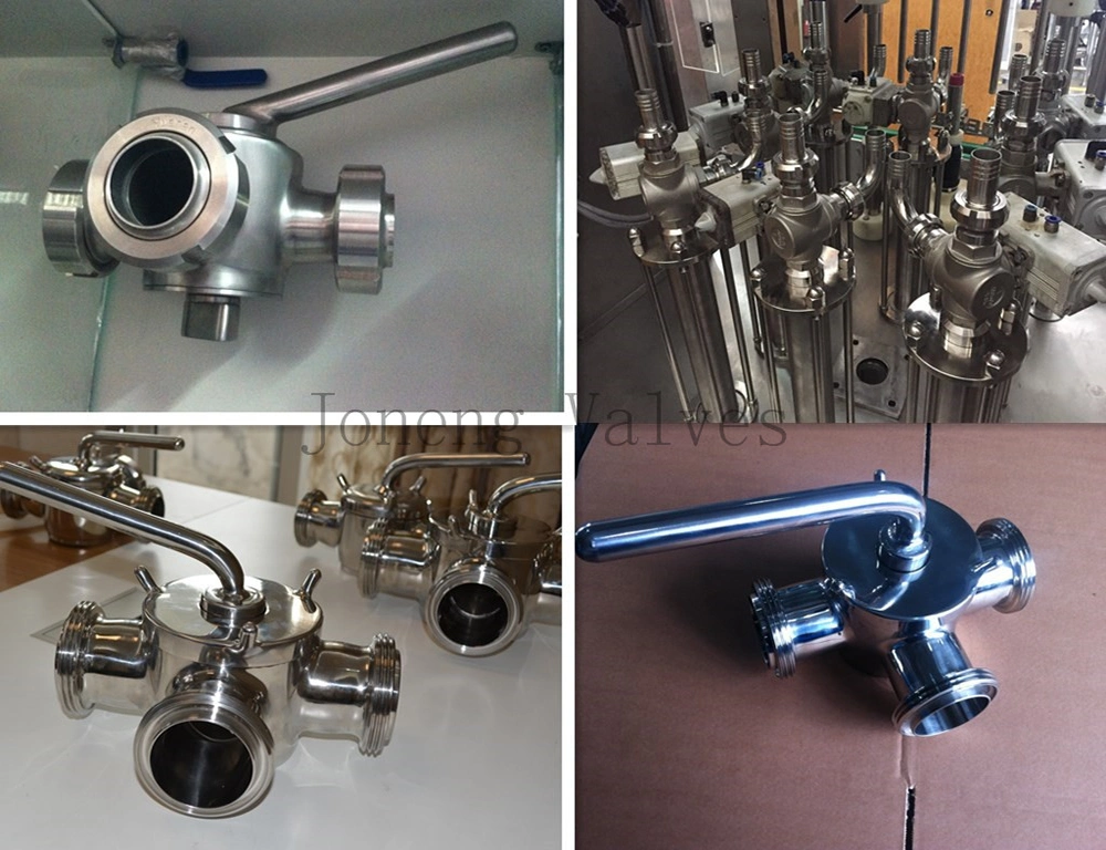 Joneng Stainless Steel Sanitary Three-Way Plug Cock Valve with Clamped Ends Hot Sale Product